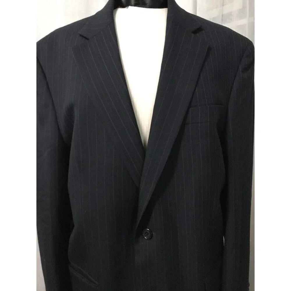 Joseph A. Bank Men's Suit Blue Pinstripe 100% Wool Size 42L Size 34 Pants